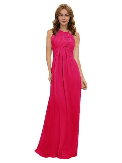 Twist Halter Chiffon Bridesmaid Dress with Keyhole Bodice