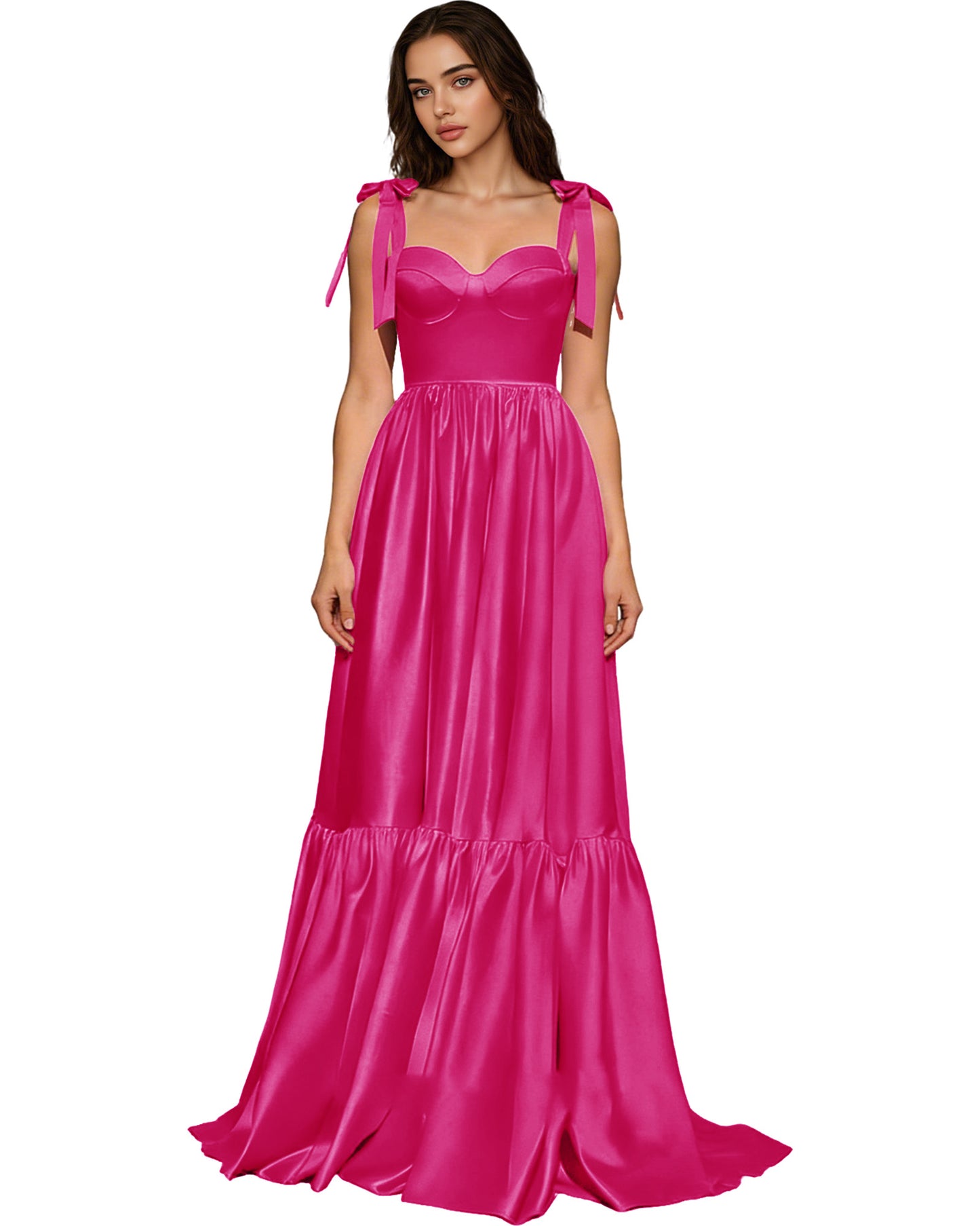 Strapless Black Tulle Ball Gown with Bow Straps and Corset Bodice