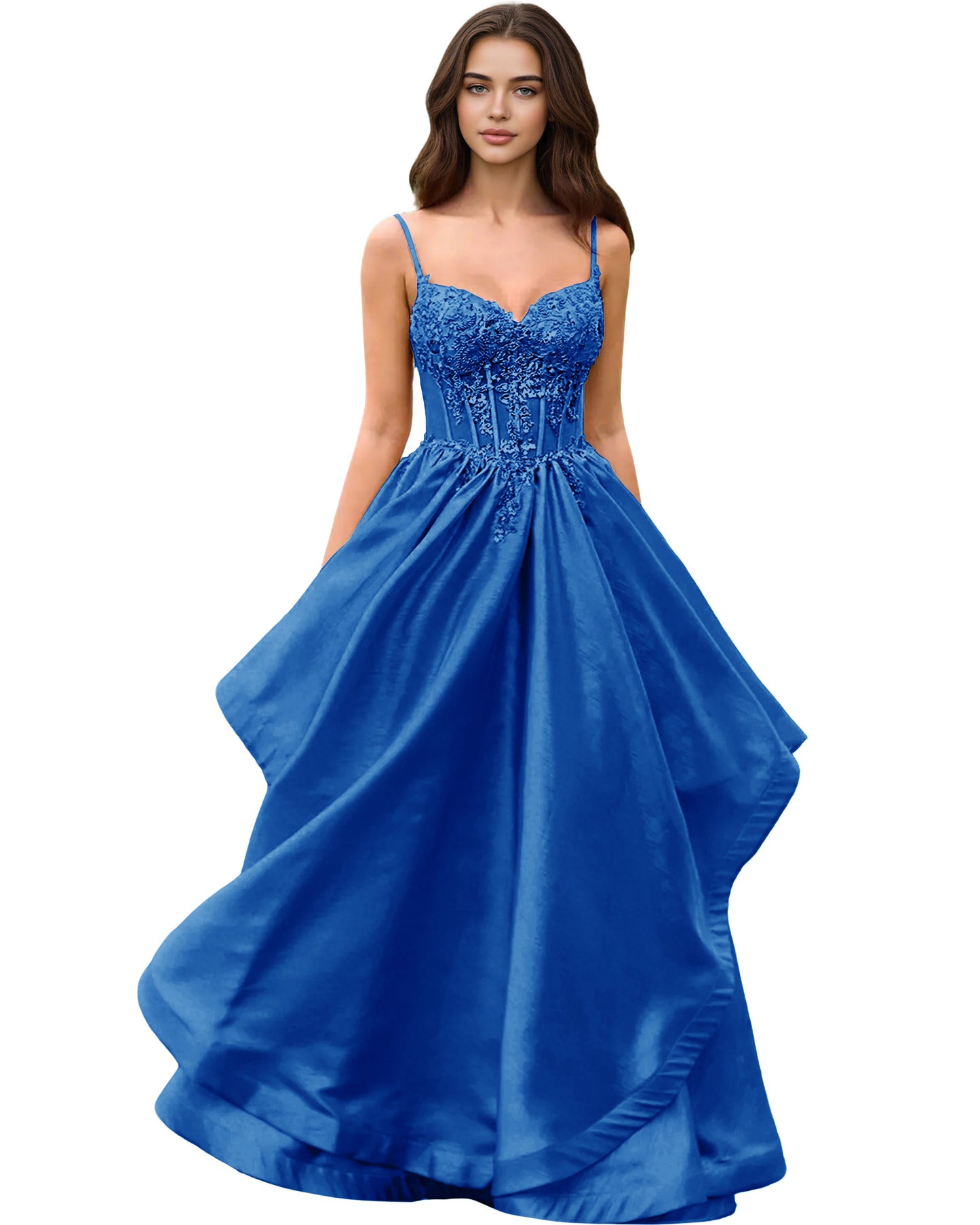 Sweetheart Glitter Tulle A-Line Prom Dress with Layered dress and Corset