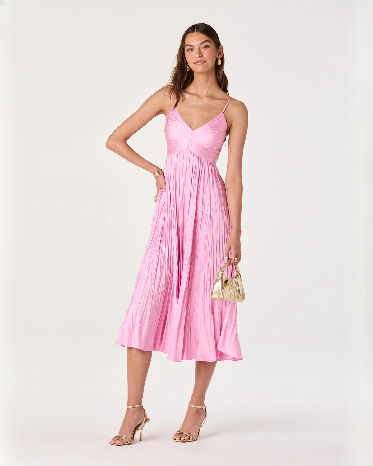 Elegant Wedding Ceremony Sleeveless Chiffon A-Line Midi Bridesmaid Dress
