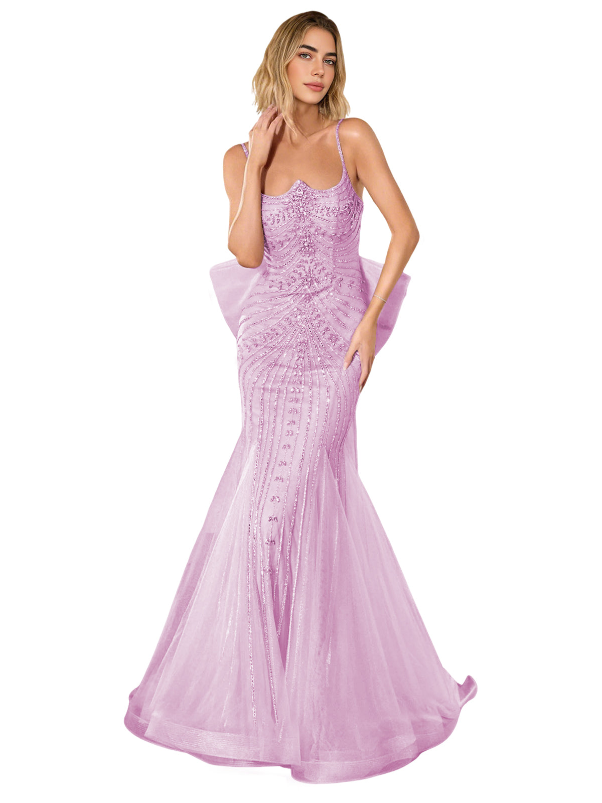 Strapless Lace Trumpet Prom Dress with Corset Back and Sweep Train