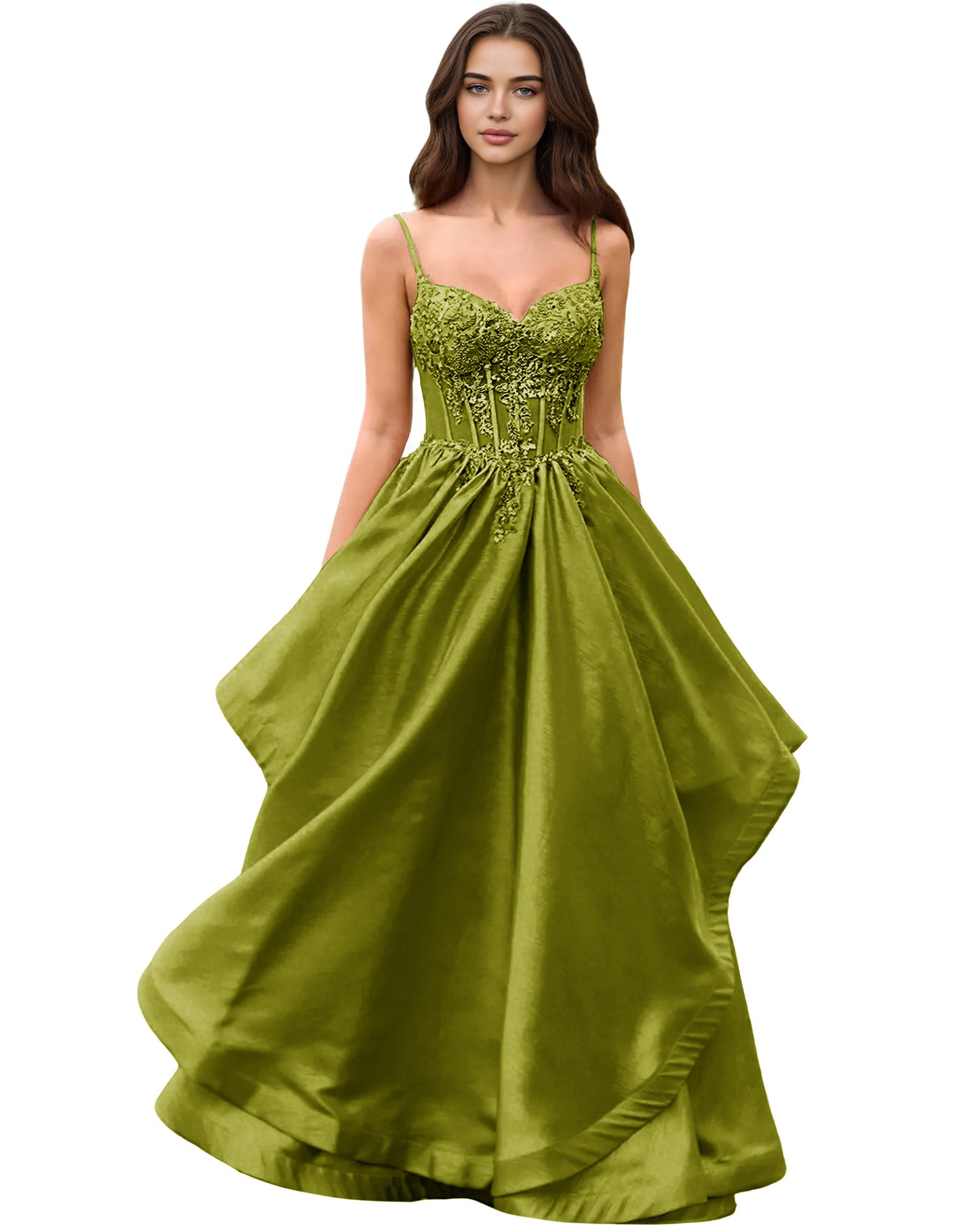 Sweetheart Glitter Tulle A-Line Prom Dress with Layered dress and Corset