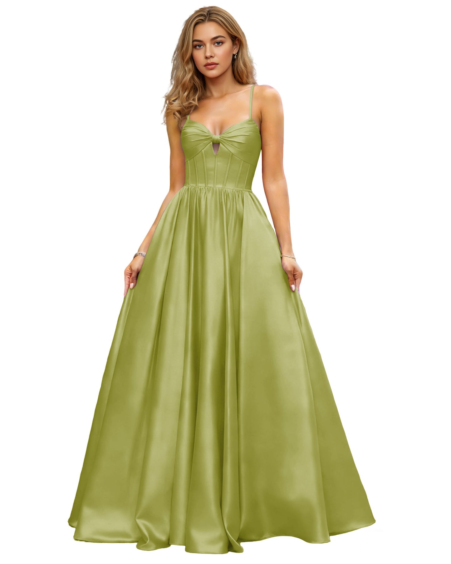 Spaghetti Strap Chiffon Empire Waist Prom Dress with Flowing dress