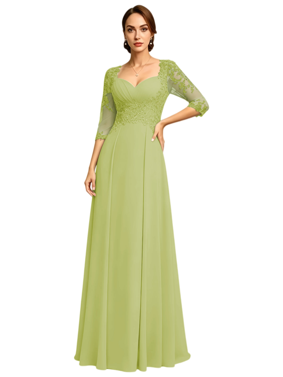 Long Sweetheart Mother of the Bride Dress Lace Jacket Chiffon A-Line Formal Gown