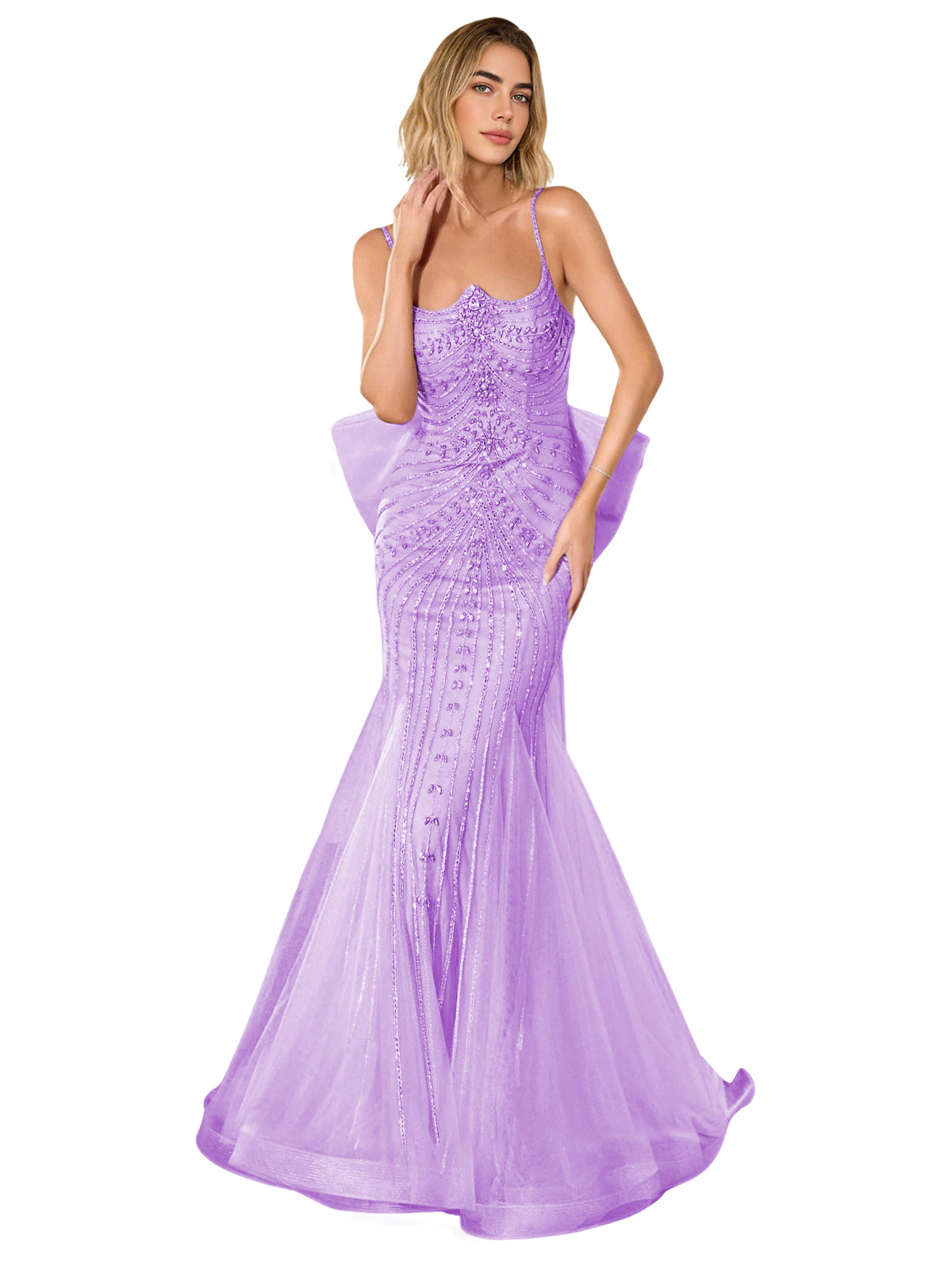 Strapless Lace Trumpet Prom Dress with Corset Back and Sweep Train