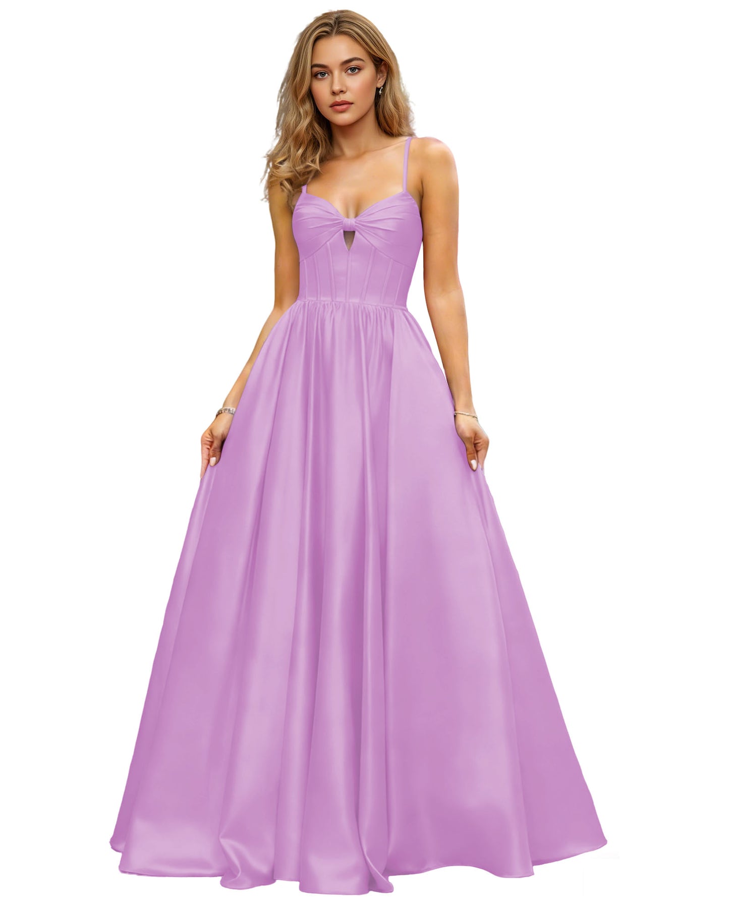 Spaghetti Strap Chiffon Empire Waist Prom Dress with Flowing dress