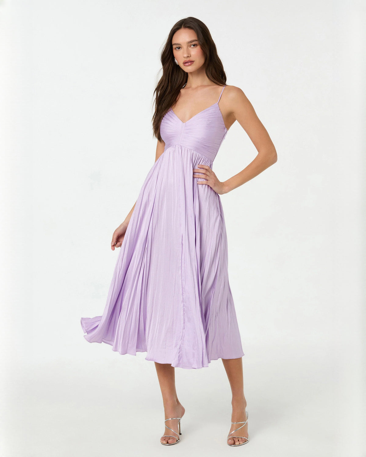 Elegant Wedding Ceremony Sleeveless Chiffon A-Line Midi Bridesmaid Dress