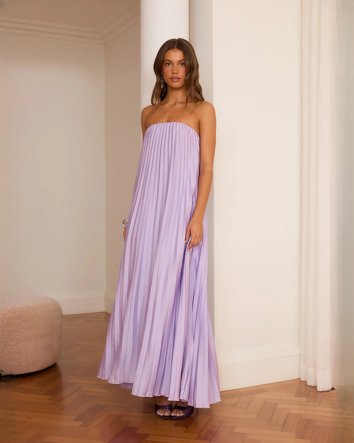 Strapless Chiffon A-Line Maxi Bridesmaid Dress for Garden Reception