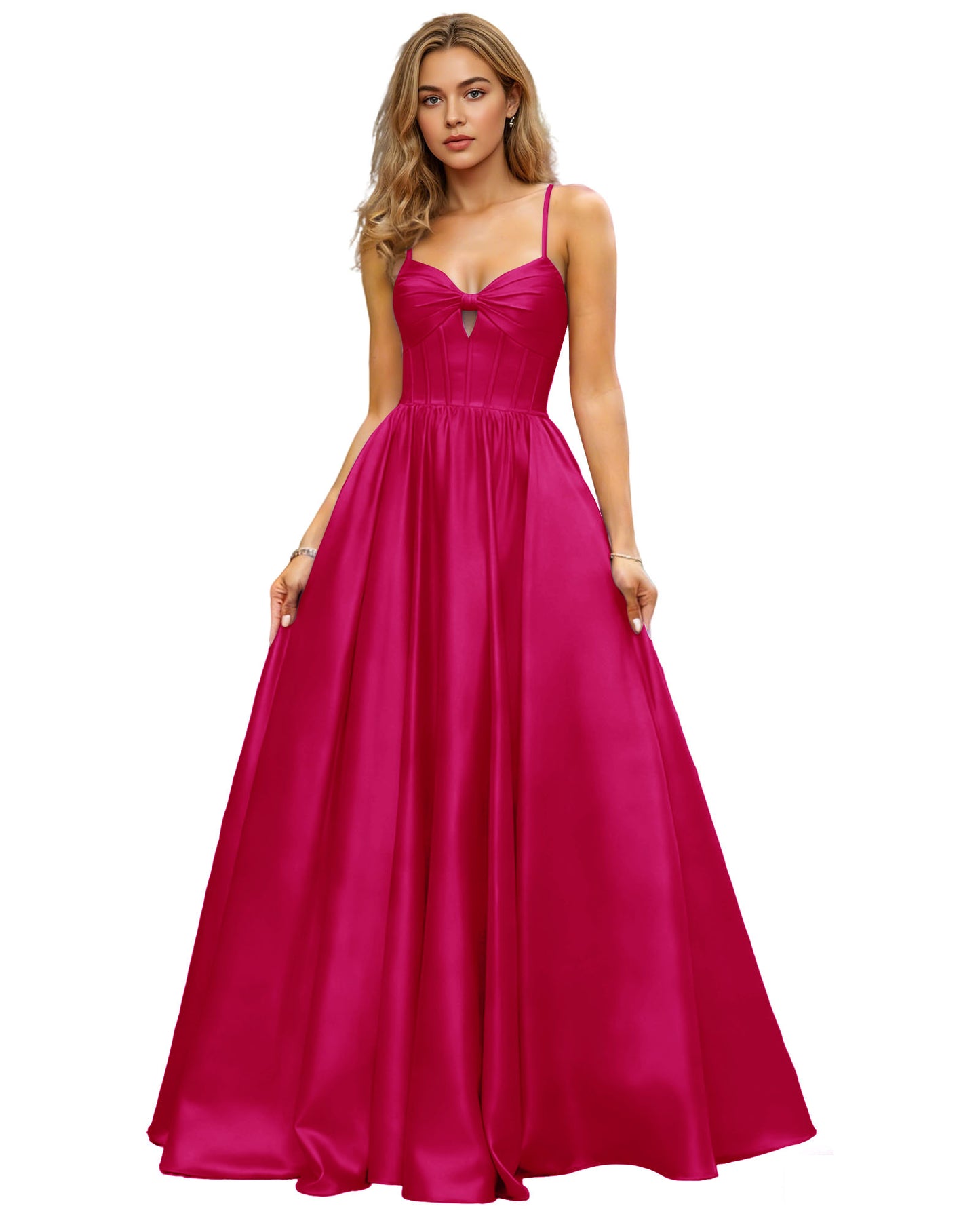Spaghetti Strap Chiffon Empire Waist Prom Dress with Flowing dress