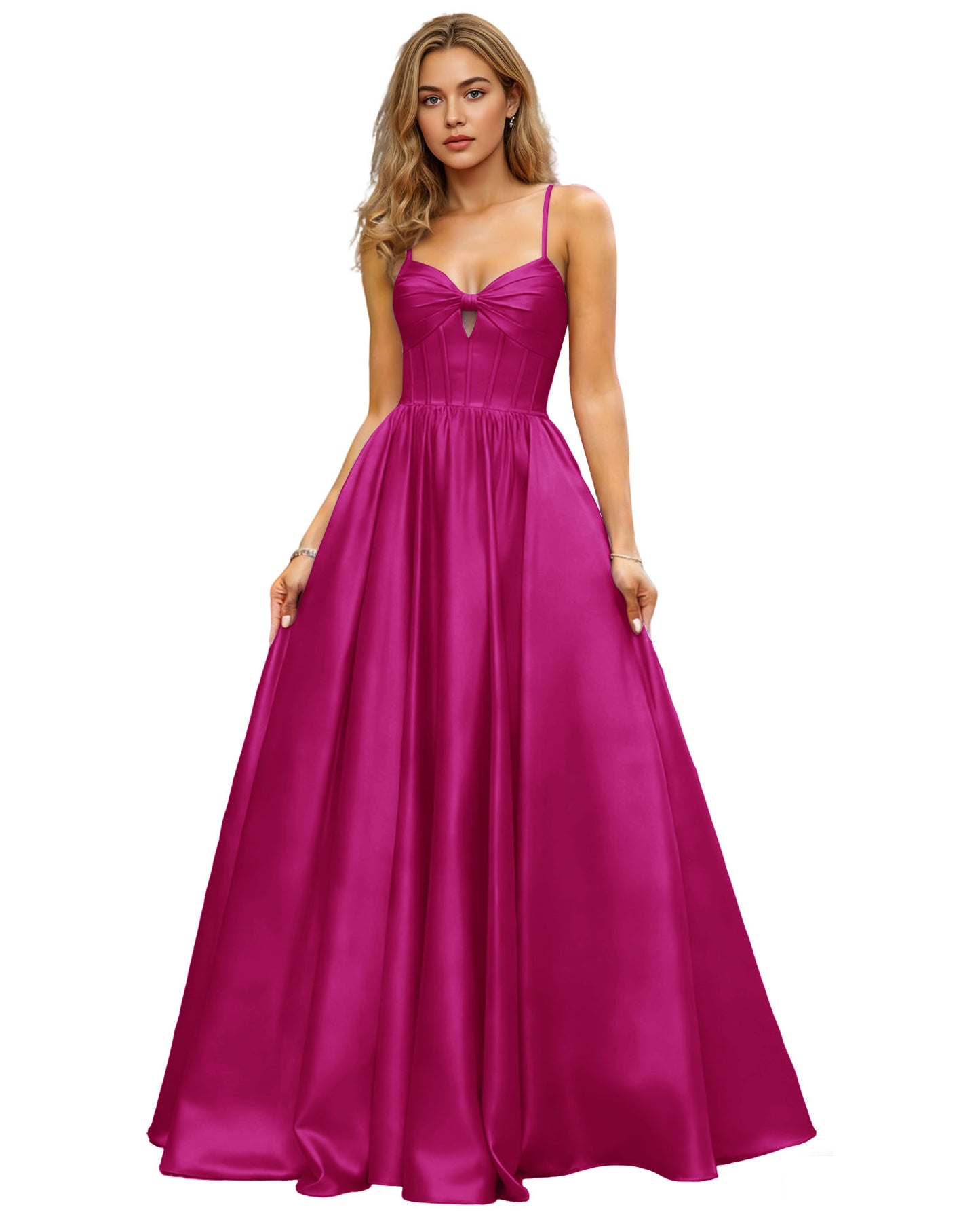 Spaghetti Strap Chiffon Empire Waist Prom Dress with Flowing dress