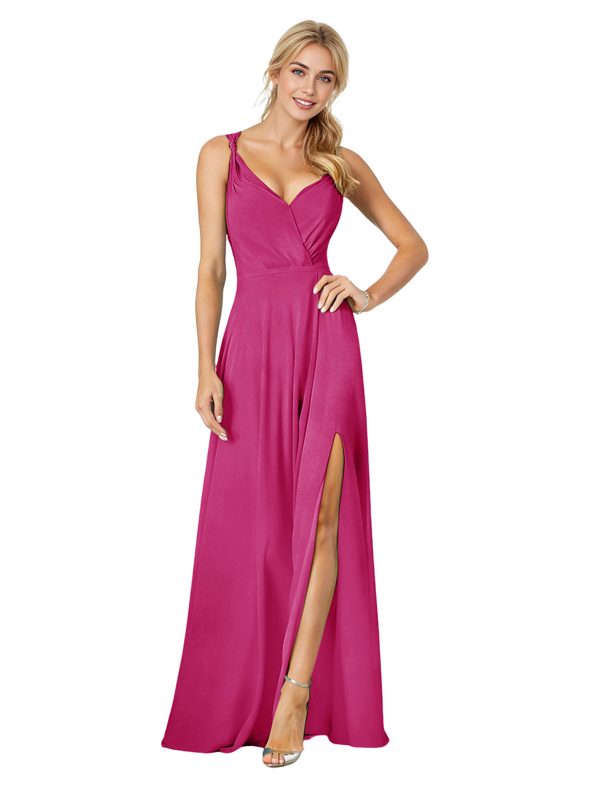Sweetheart Chiffon Bridesmaid Dress with Spaghetti Straps and Slit