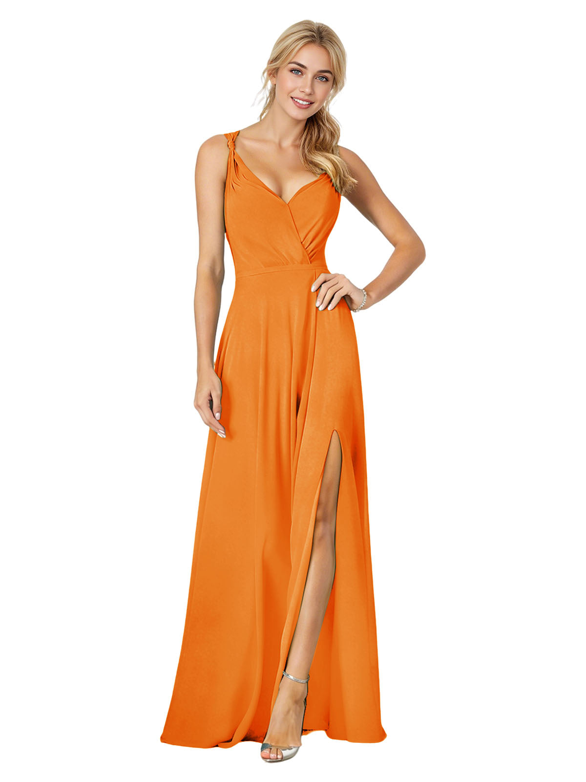 Sweetheart Chiffon Bridesmaid Dress with Spaghetti Straps and Slit