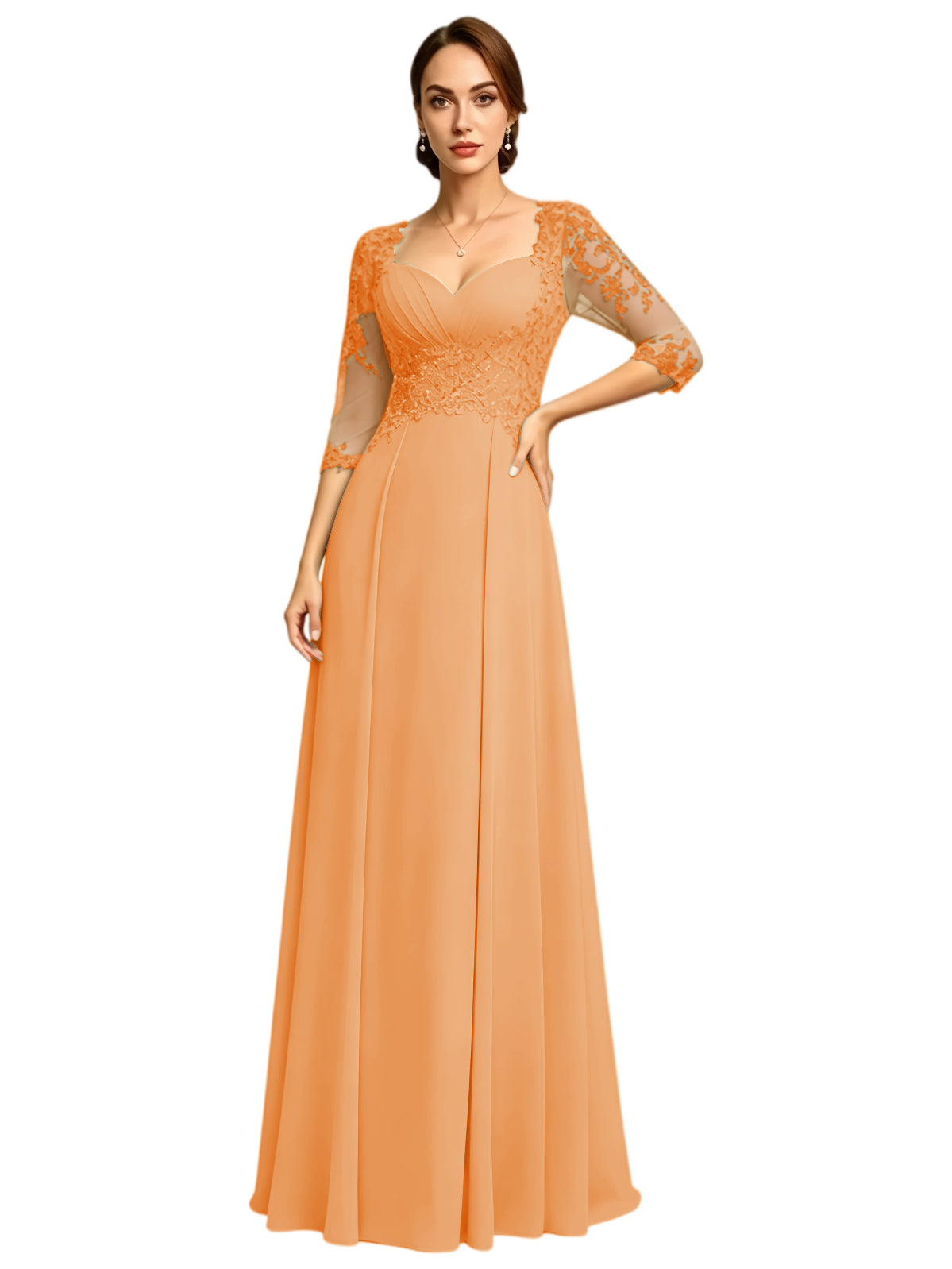 Long Sweetheart Mother of the Bride Dress Lace Jacket Chiffon A-Line Formal Gown