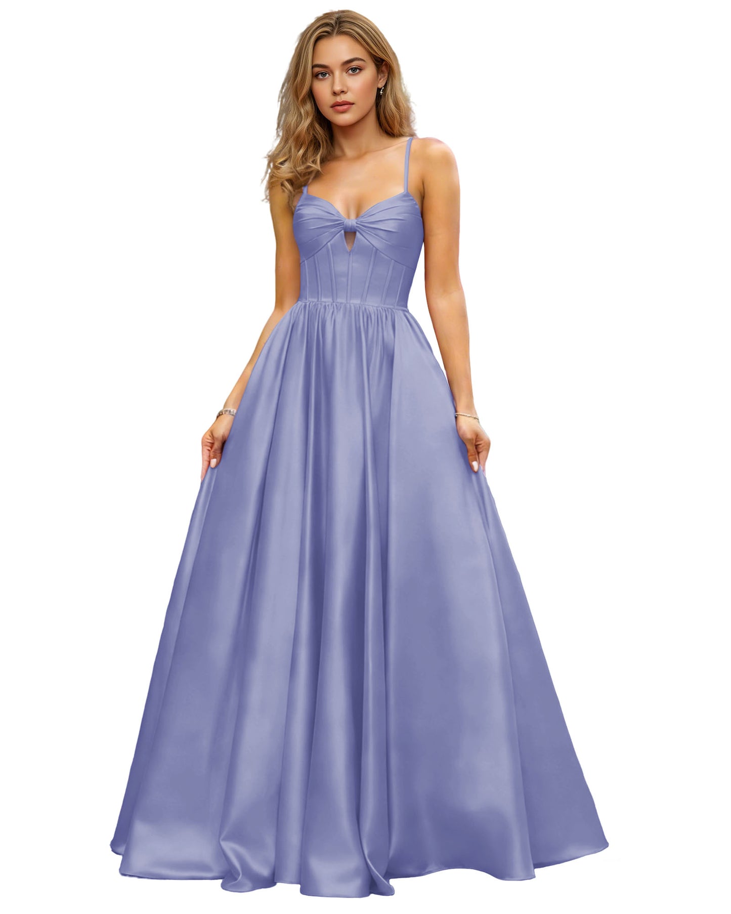 Spaghetti Strap Chiffon Empire Waist Prom Dress with Flowing dress