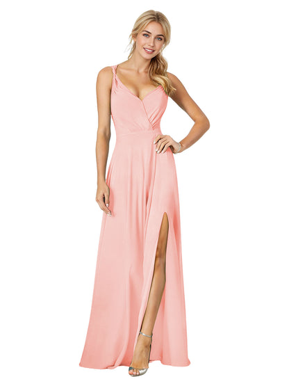 Sweetheart Chiffon Bridesmaid Dress with Spaghetti Straps and Slit