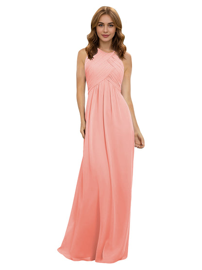 Twist Halter Chiffon Bridesmaid Dress with Keyhole Bodice