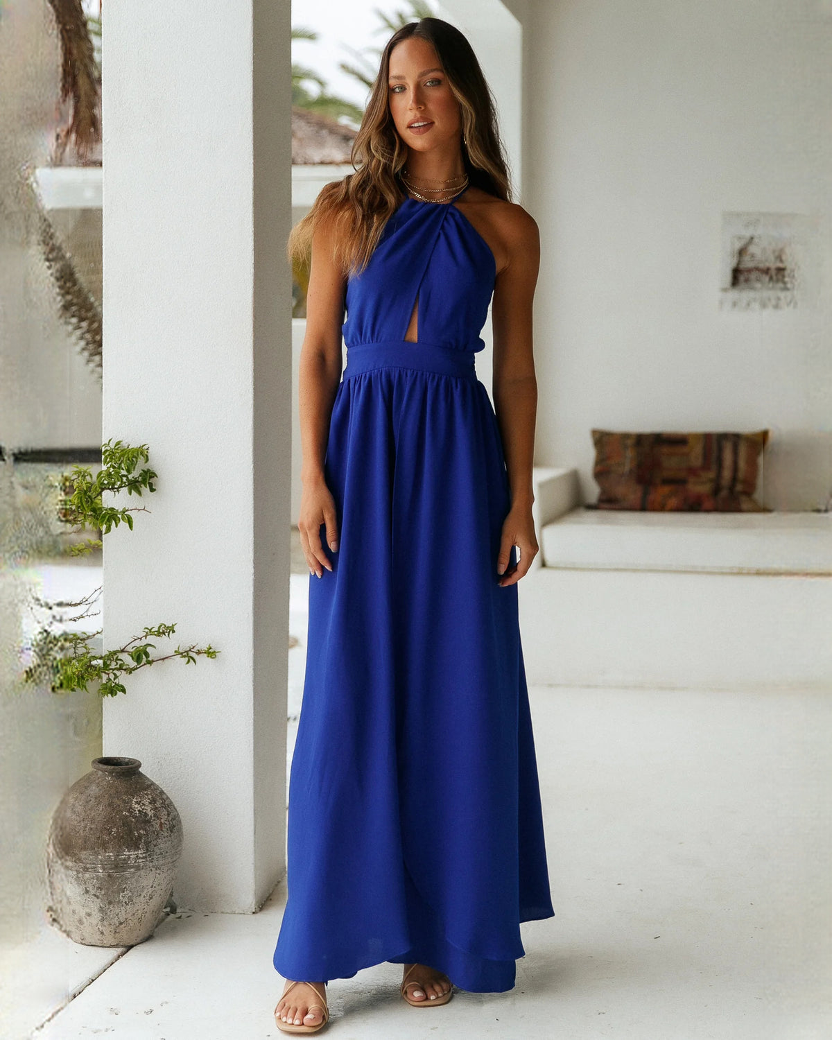 Sleeveless Chiffon A-Line Maxi Bridesmaid Dress for Formal Wedding