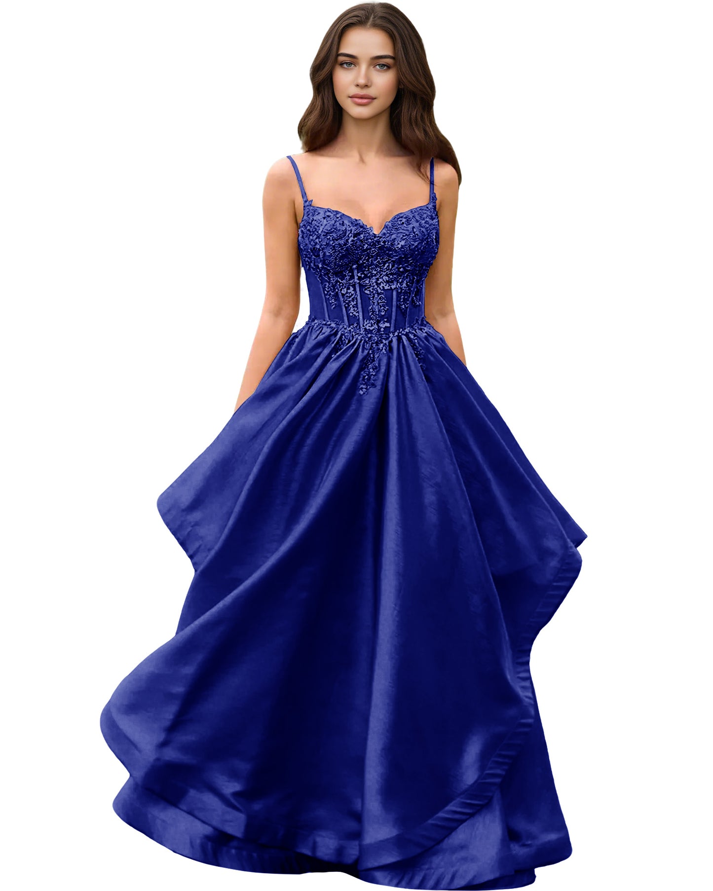 Sweetheart Glitter Tulle A-Line Prom Dress with Layered dress and Corset