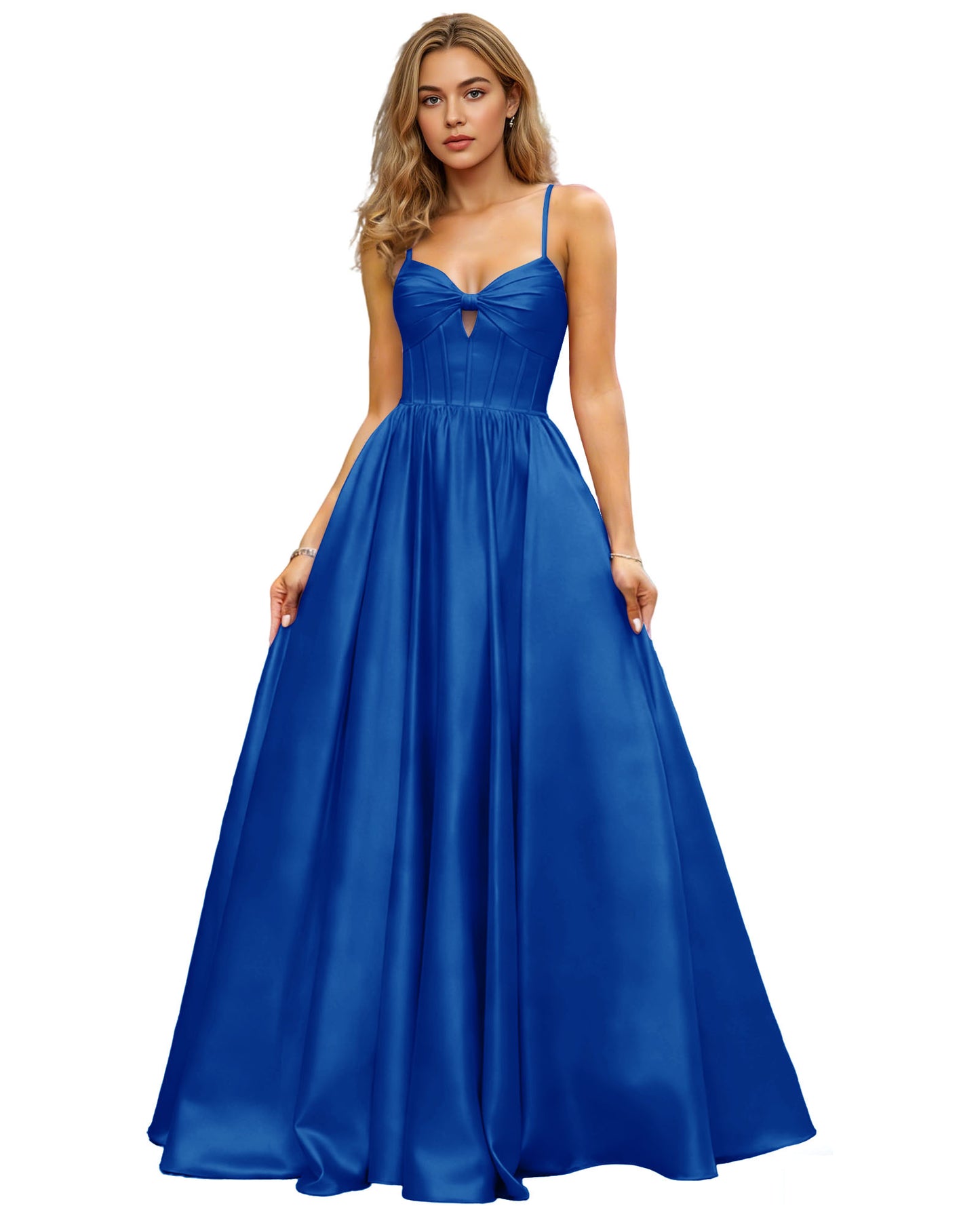 Spaghetti Strap Chiffon Empire Waist Prom Dress with Flowing dress
