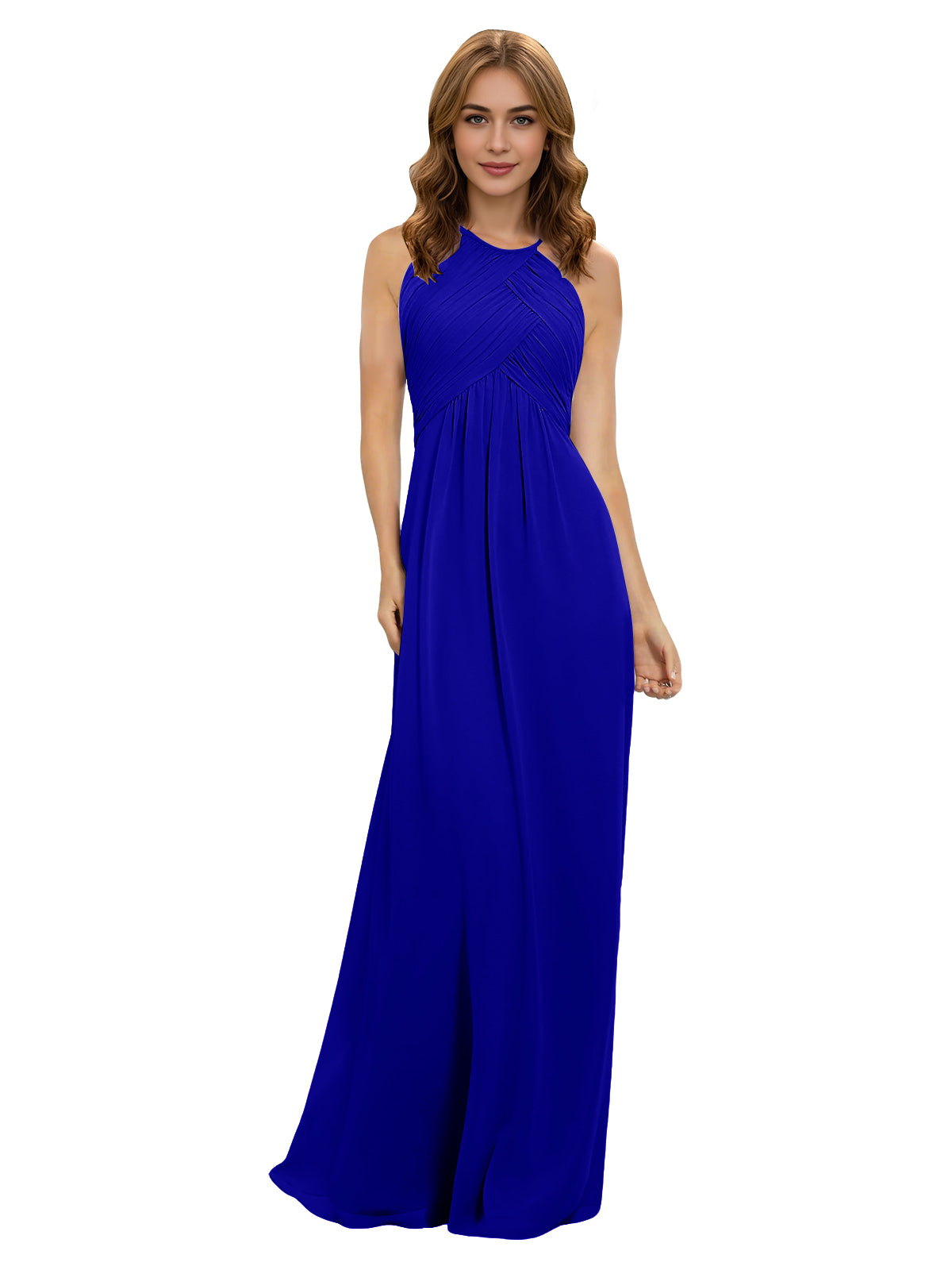 Twist Halter Chiffon Bridesmaid Dress with Keyhole Bodice