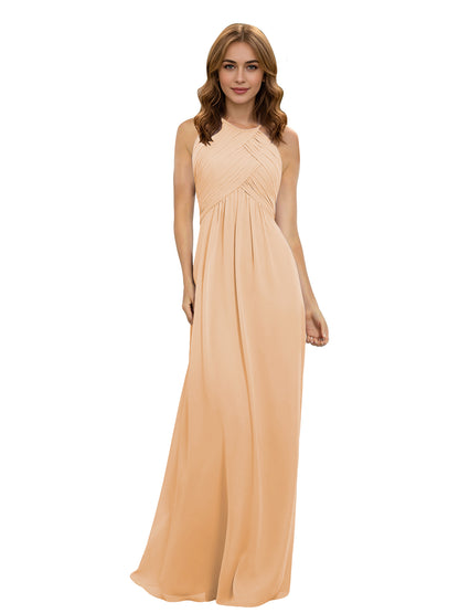 Twist Halter Chiffon Bridesmaid Dress with Keyhole Bodice