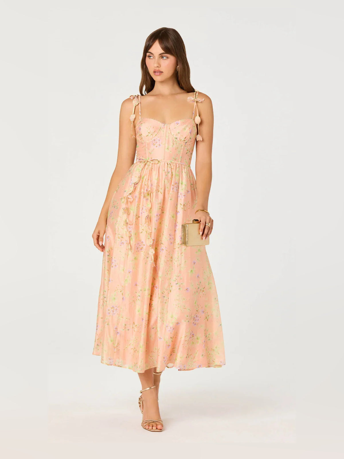 Tiered Bow Floral Sweetheart A-Line Mini Organza Prom Dress for Awards Dinner