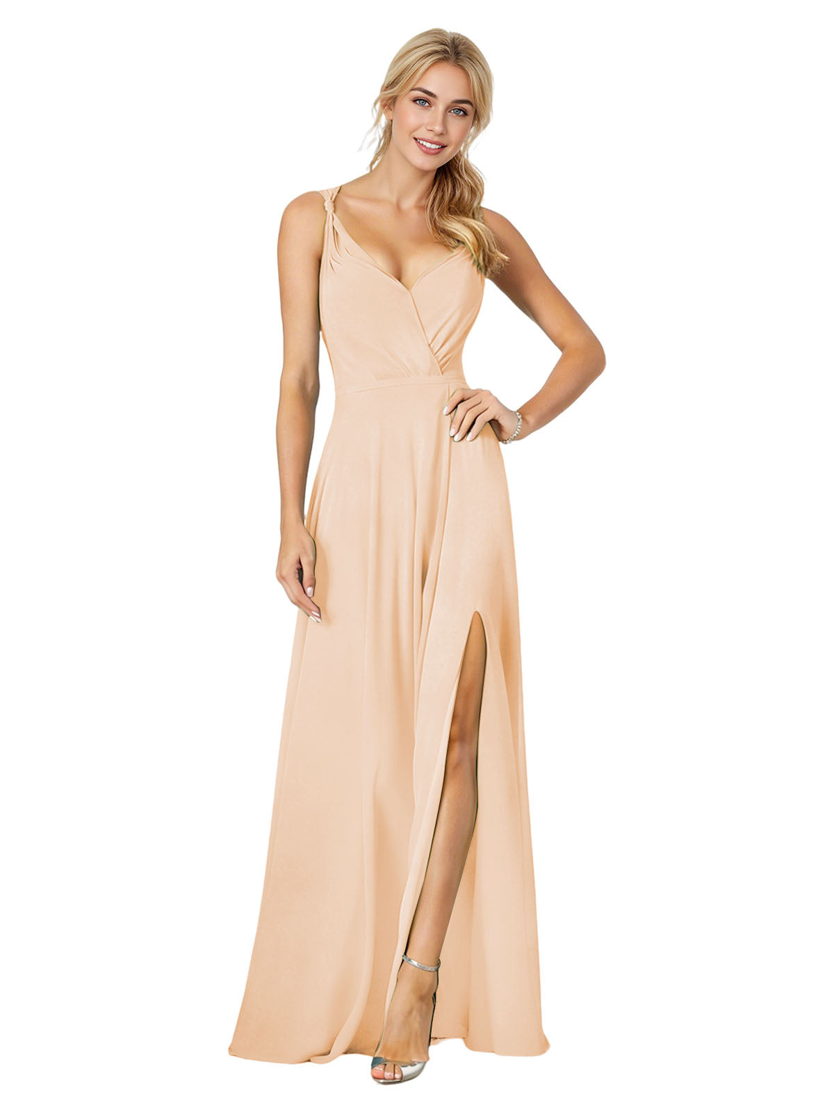 Sweetheart Chiffon Bridesmaid Dress with Spaghetti Straps and Slit