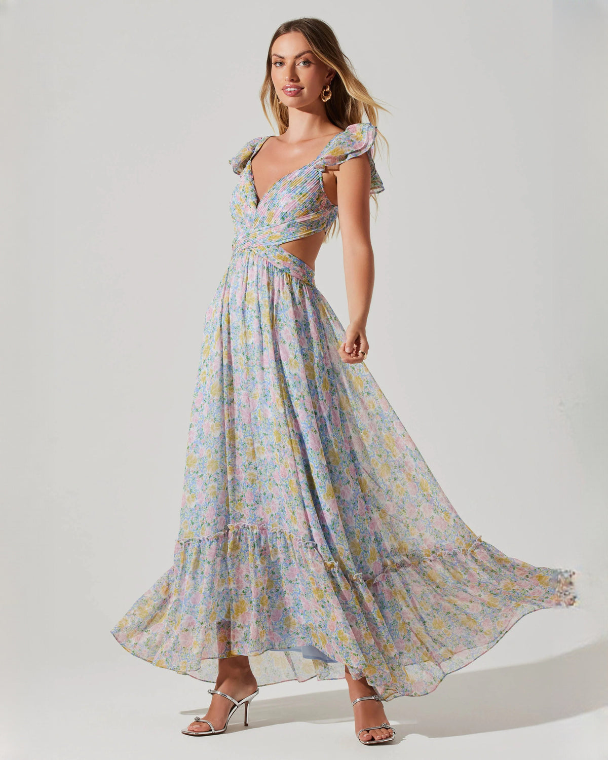 Romantic Wedding Party Sleeveless Chiffon A-Line Maxi Bridesmaid Dress