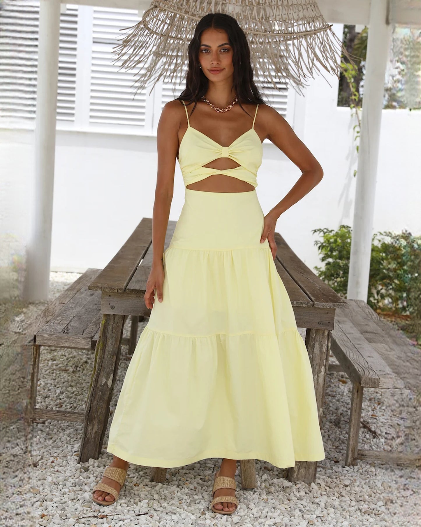 Modern Destination Bridal Celebration Sleeveless Chiffon A-Line Maxi Bridesmaid Dress