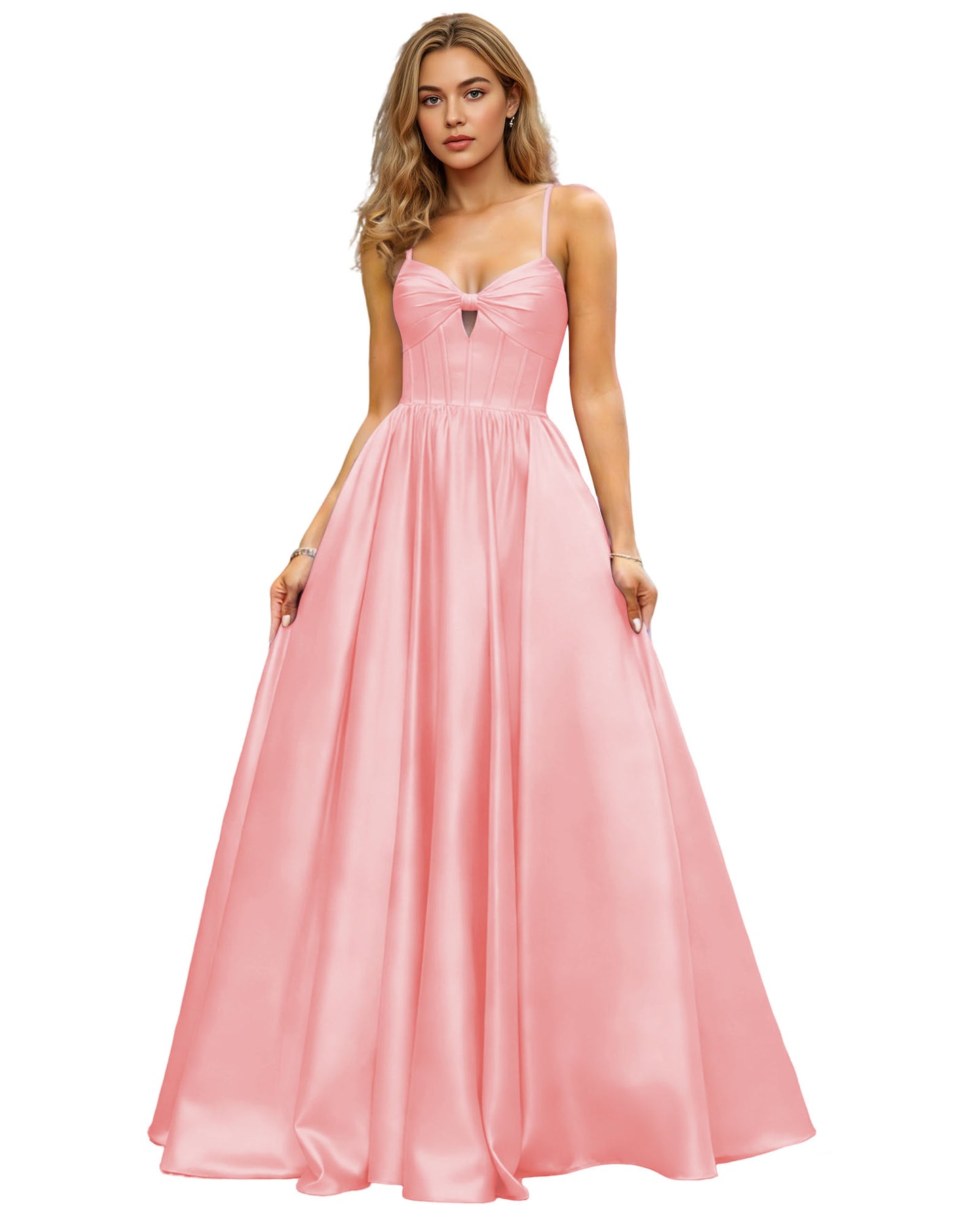 Spaghetti Strap Chiffon Empire Waist Prom Dress with Flowing dress