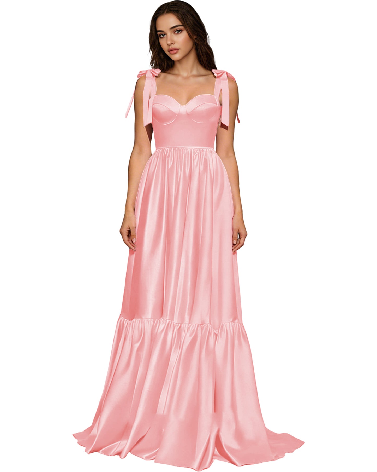 Strapless Black Tulle Ball Gown with Bow Straps and Corset Bodice