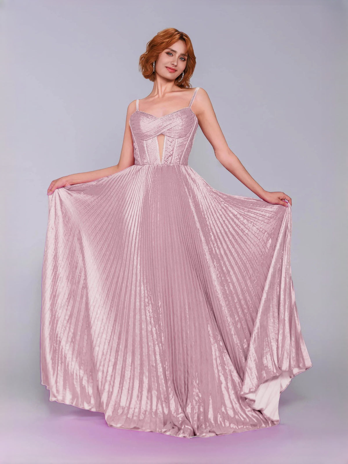 Ruched Pleated Sweetheart A-Line Floor-Length Satin Prom Dress for Winter Formal