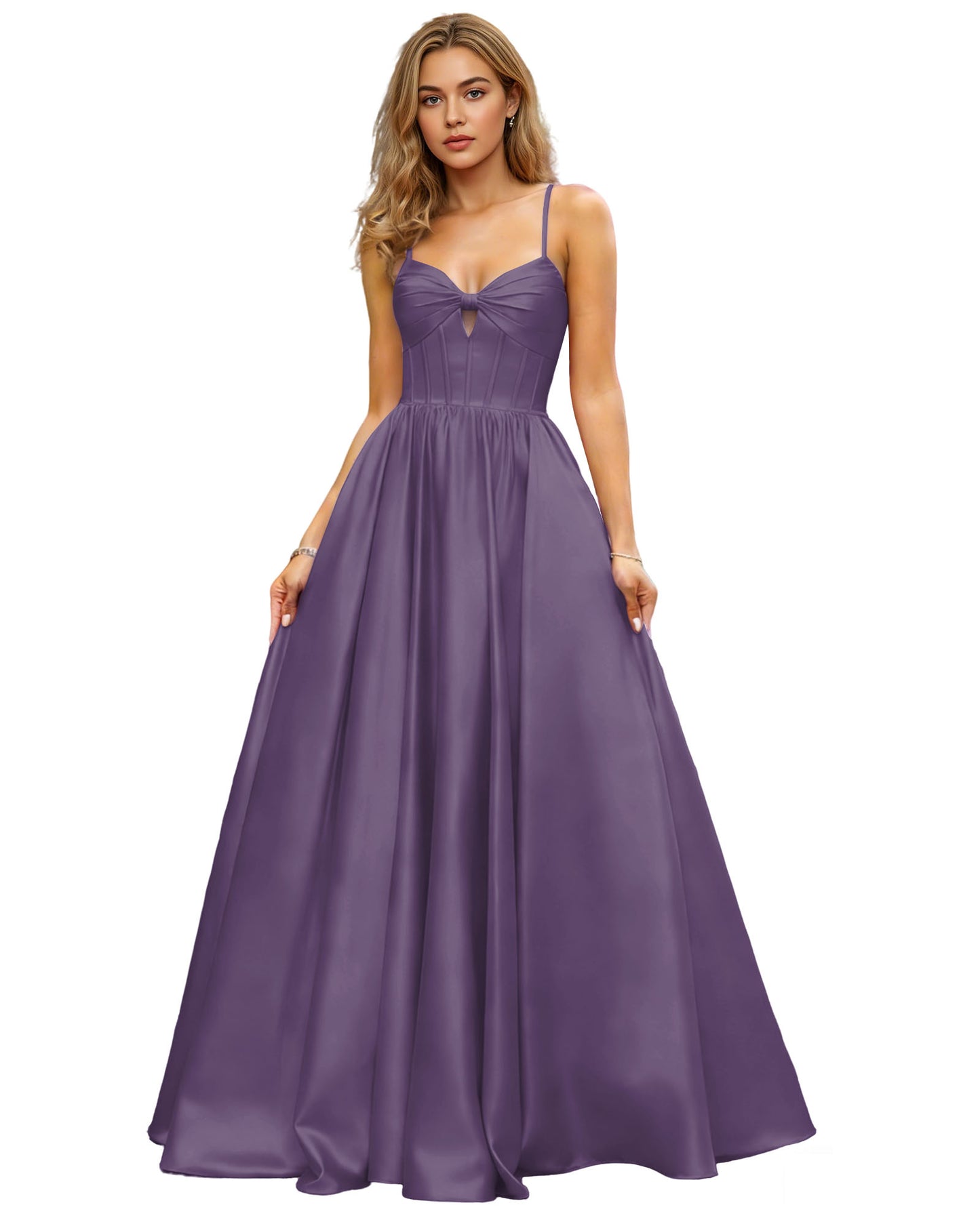 Spaghetti Strap Chiffon Empire Waist Prom Dress with Flowing dress