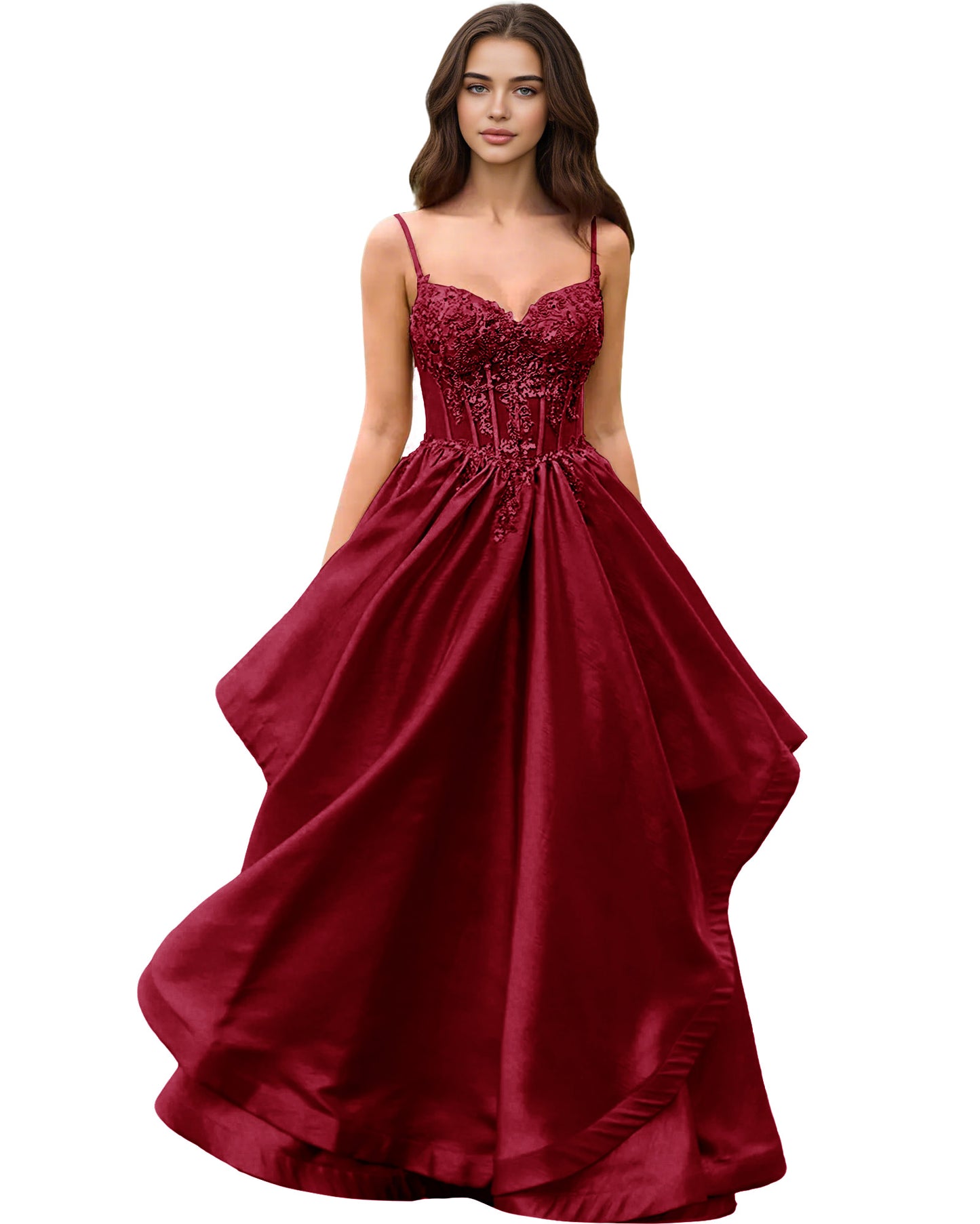 Sweetheart Glitter Tulle A-Line Prom Dress with Layered dress and Corset