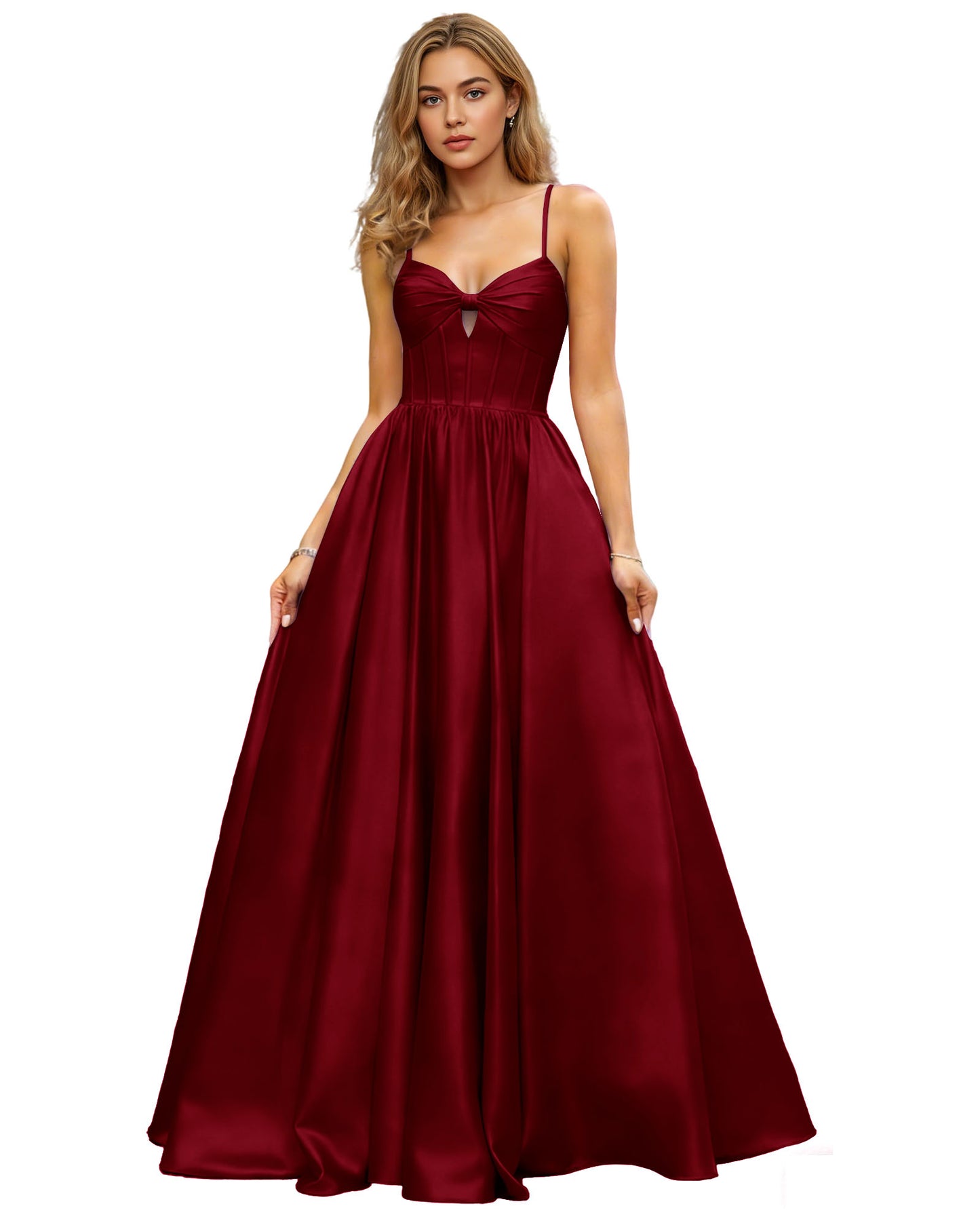Spaghetti Strap Chiffon Empire Waist Prom Dress with Flowing dress
