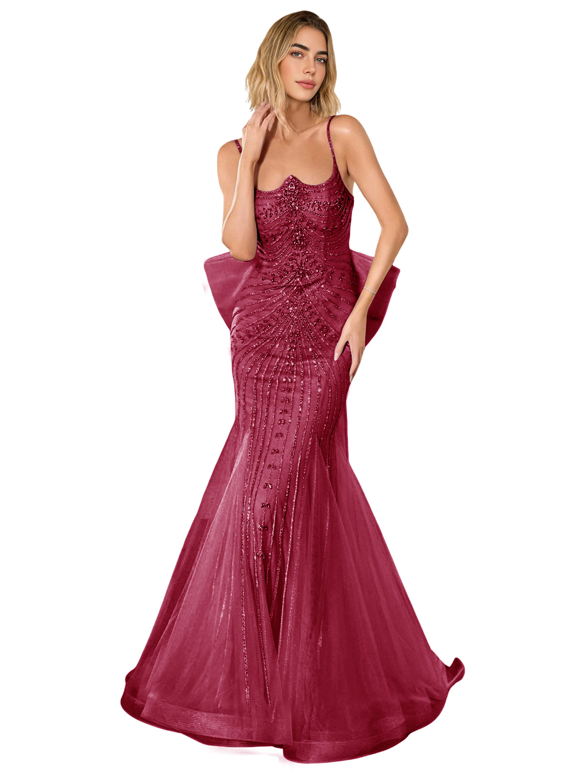 Strapless Lace Trumpet Prom Dress with Corset Back and Sweep Train