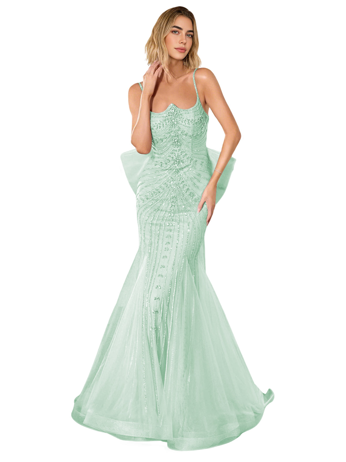 Strapless Lace Trumpet Prom Dress with Corset Back and Sweep Train