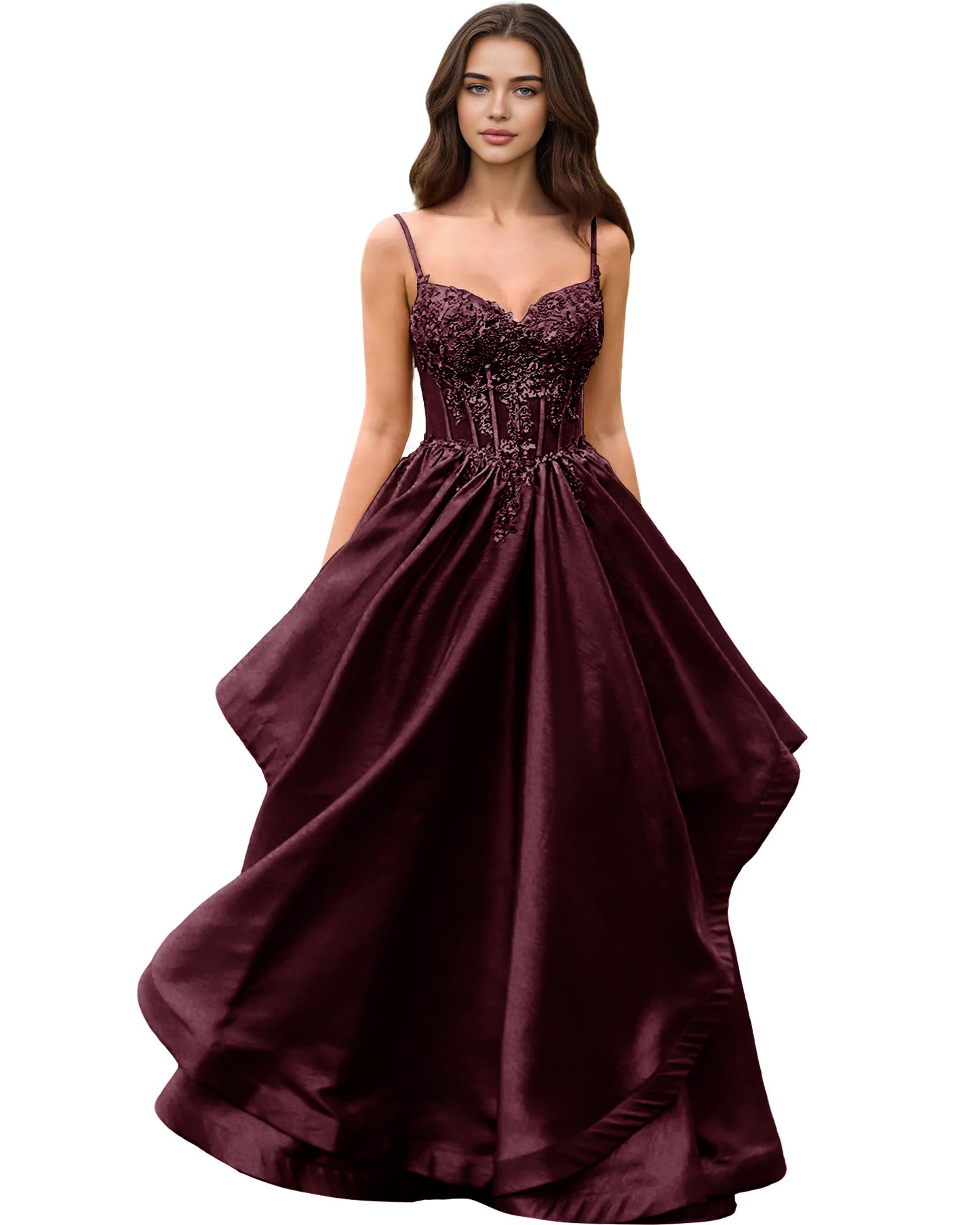Sweetheart Glitter Tulle A-Line Prom Dress with Layered dress and Corset