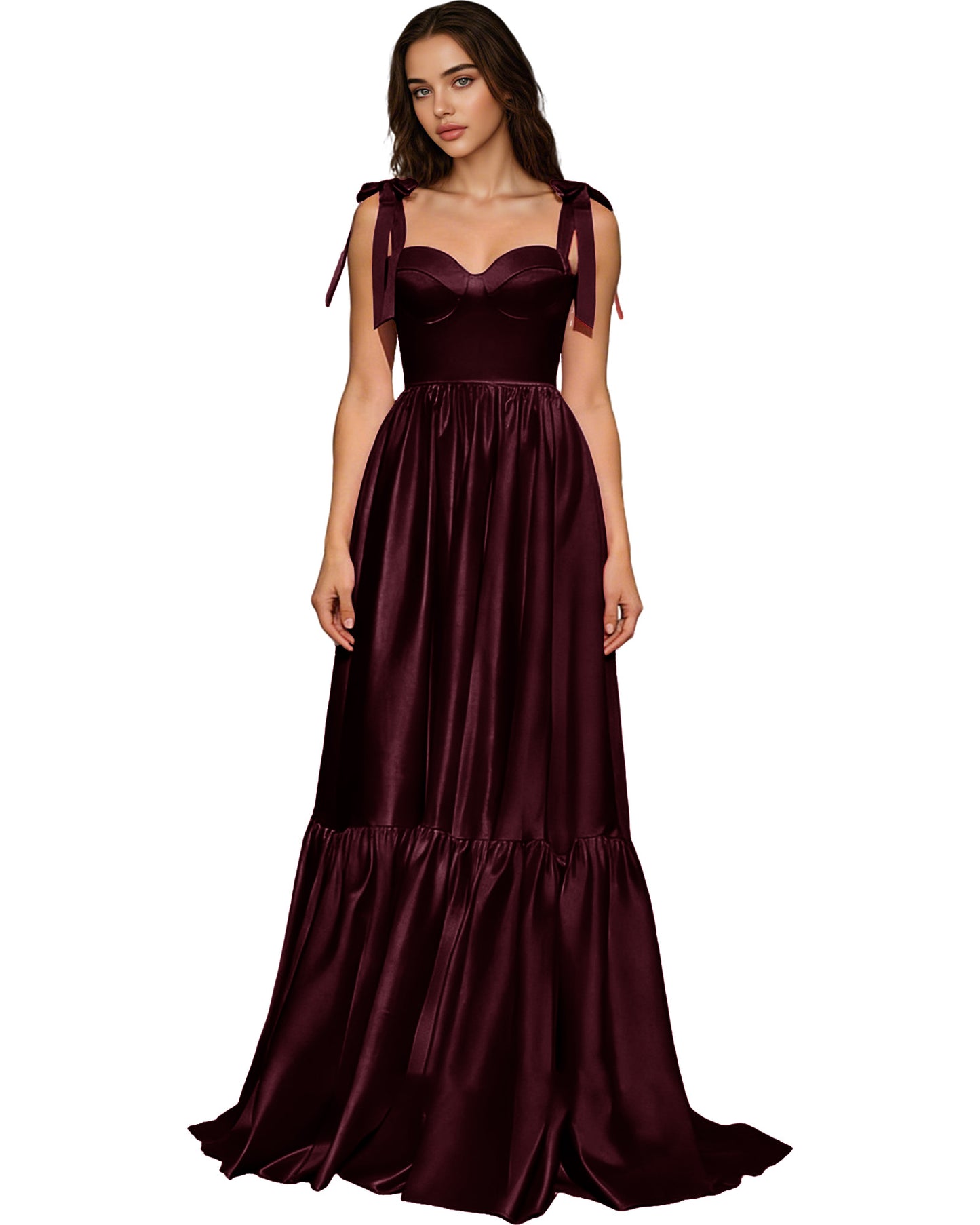 Strapless Black Tulle Ball Gown with Bow Straps and Corset Bodice