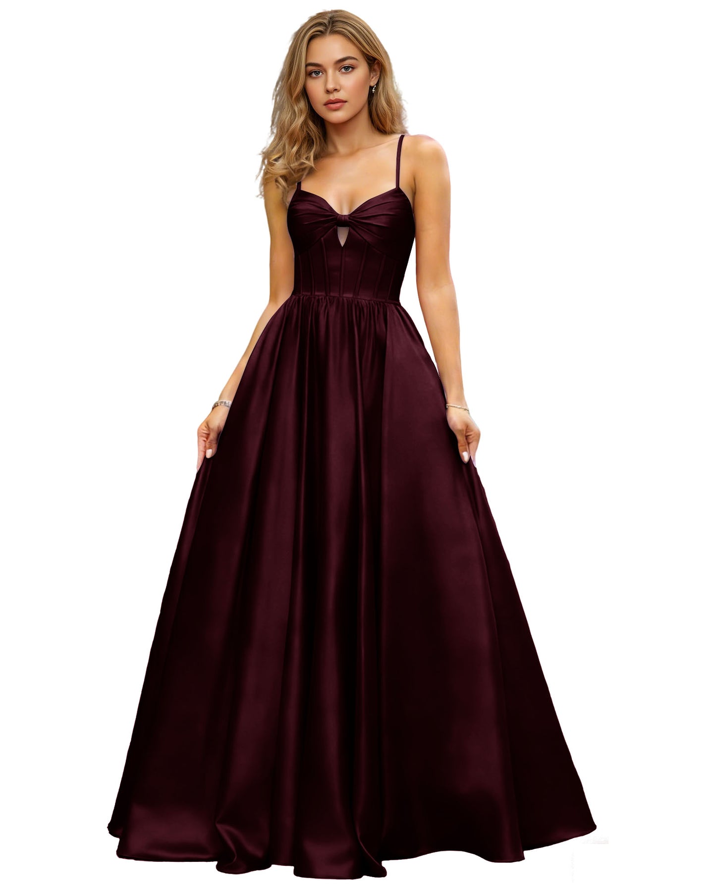 Spaghetti Strap Chiffon Empire Waist Prom Dress with Flowing dress
