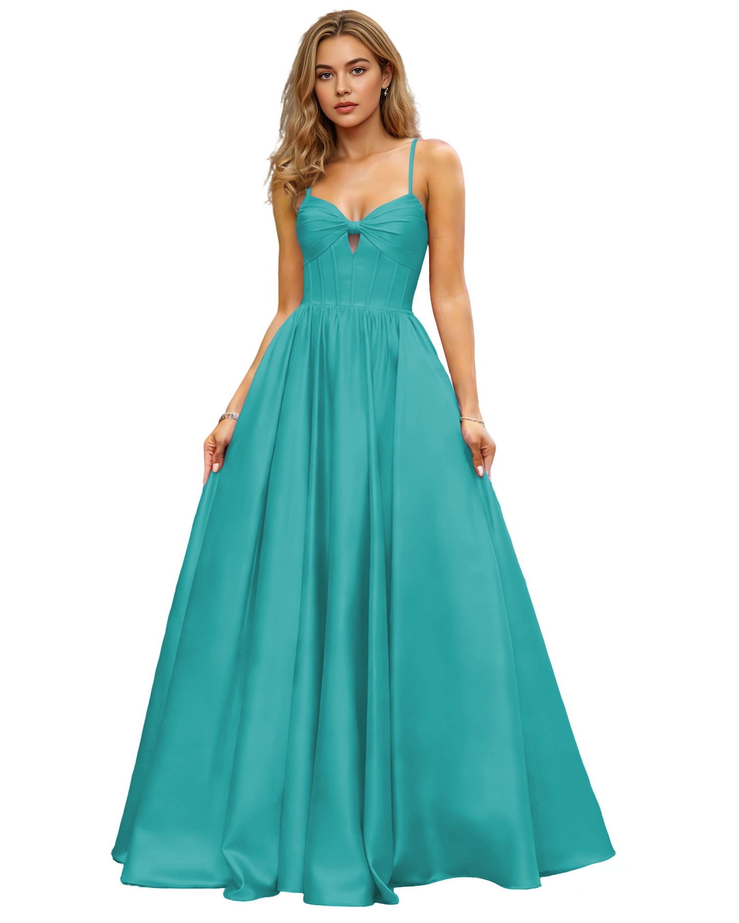 Spaghetti Strap Chiffon Empire Waist Prom Dress with Flowing dress