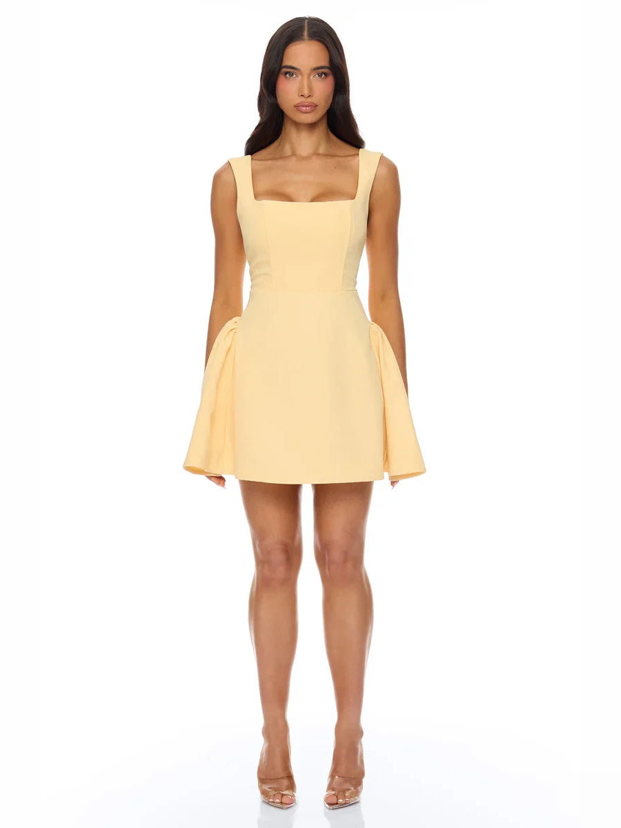 Pleated Square Neck A-Line Mini Homecoming Dress for Prom Night