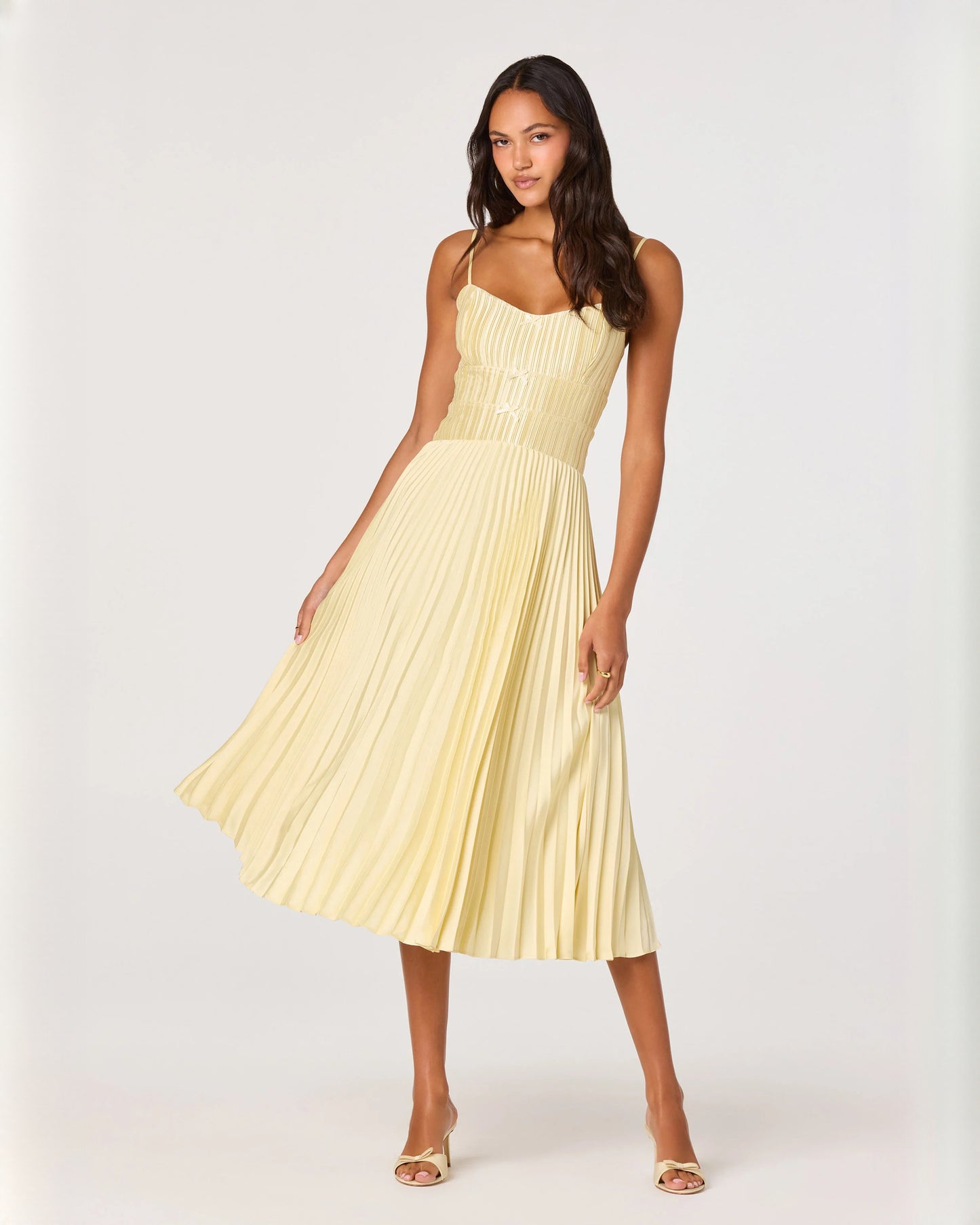 Graceful Evening Event Sleeveless Chiffon A-Line Midi Bridesmaid Dress