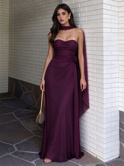 Strapless Ruched Chiffon Bridesmaid Dress