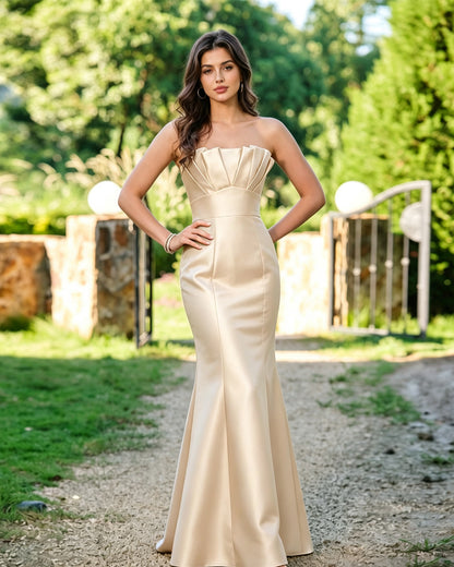 Strapless Pleated Bodice Formal Dress with Mermaid dress
