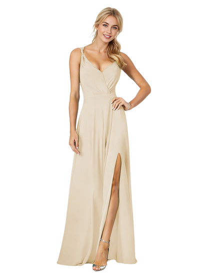 Sweetheart Chiffon Bridesmaid Dress with Spaghetti Straps and Slit