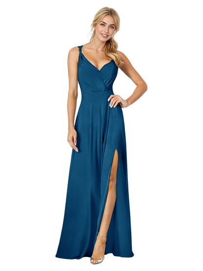 Sweetheart Chiffon Bridesmaid Dress with Spaghetti Straps and Slit
