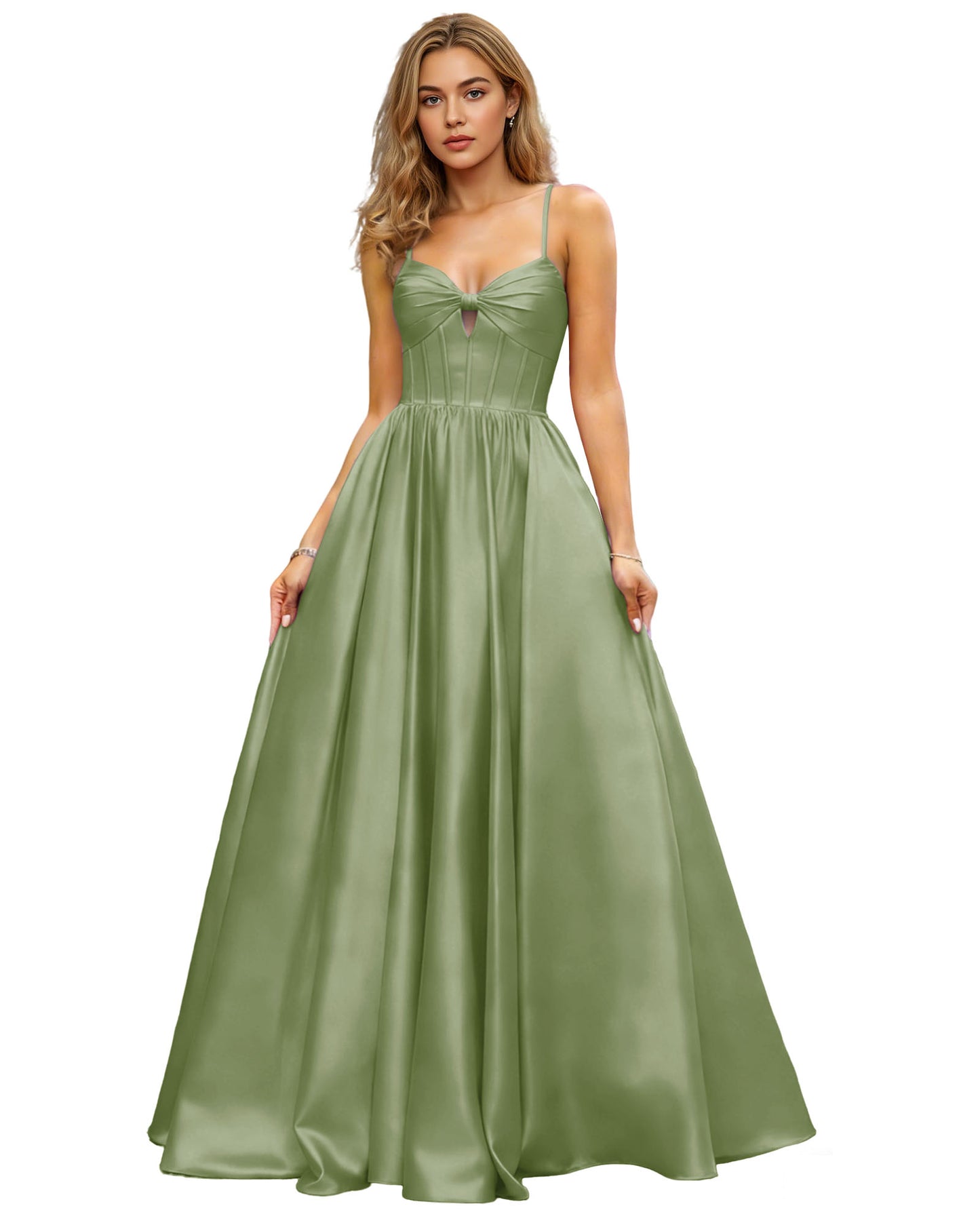 Spaghetti Strap Chiffon Empire Waist Prom Dress with Flowing dress