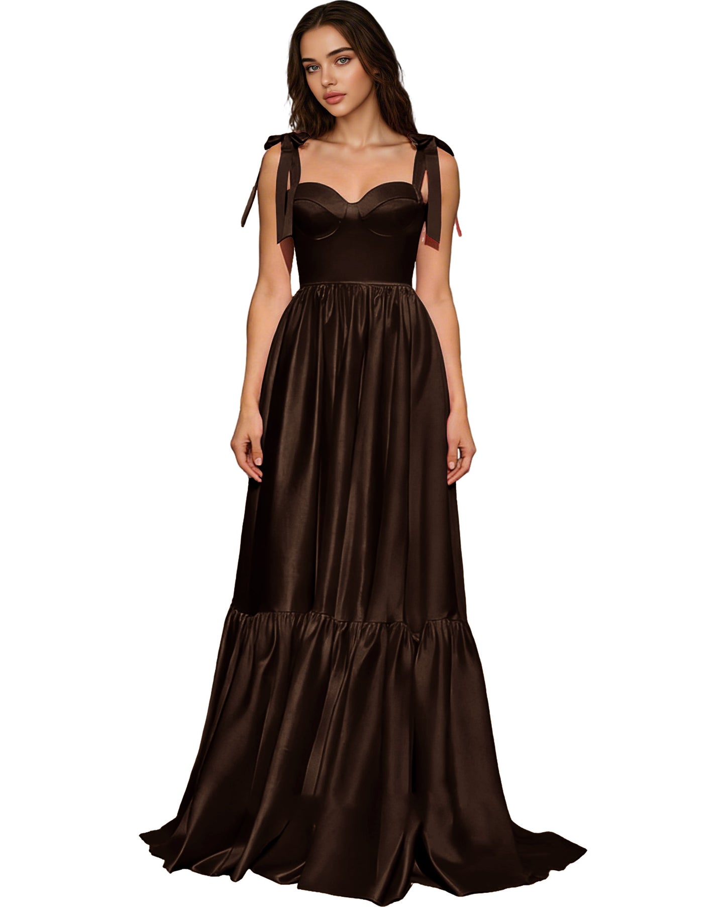 Strapless Black Tulle Ball Gown with Bow Straps and Corset Bodice