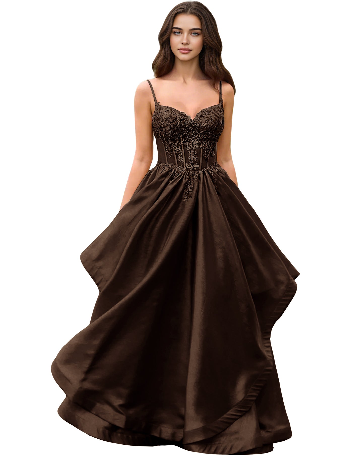Sweetheart Glitter Tulle A-Line Prom Dress with Layered dress and Corset